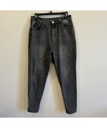 Riot Missguided Womens High Rise Mom Jean Tapered Leg Faded Black Denim ... - $21.78