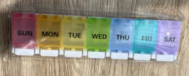 7 Day Medicine Organizer  Easy Push Button 7 Coloful Lids NEW - £8.14 GBP