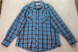 Wrangler Wrancher Western Shirt Men XL Multi Plaid Collar Pearl Snap Button Down - £13.98 GBP