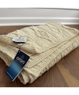 NWT Aran Woolen Mills Standun Plaited Irish Wool Throw Natural $110 - $84.90 CAD