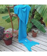 NWT MERMAID TAIL Blanket Blue Knit Sweater Cozy Sofa Dorm Loungewear Adu... - $26.59