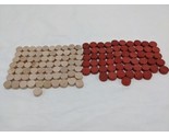 Lot Of (129) White And Red Wooden Board Game Circle Pieces - $26.72