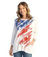 Jess &amp; Jane shirt tunic cotton slub m12-1712 large  Xlarge Americana Pat... - $1,273.53 MXN