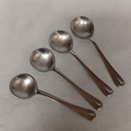 Stanley Roberts Rogers Jefferson Manor Cream Soup Spoons 4 Round Stainless 6.5" - £23.50 GBP