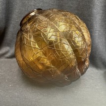 Vintage Amber Mid Century Crackled Glass Globe Light Cover Shade 3 7/8” Fitter - $48.51