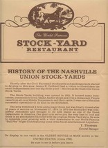Buddy Killen&#39;s Stock Yard Menu Nashville TN Bull Pen Lounge Minnesota Fats.  - £29.59 GBP
