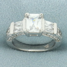 Emerald Cut CZ Engagement Ring in 14k White Gold - £302.35 GBP