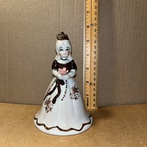 5.5 Inch Bell Of Woman In Fancy Dress White And Brown - $9.50