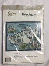 Vintage Floss Tapestry 1991 Golden Bee * Swans &amp; Lotus * + Frame Kit - £12.64 GBP