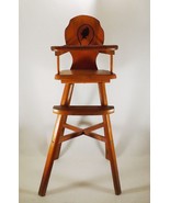 Adorable Antique Wooden Doll High Chair Black Silhouette Design 28 1/2&quot; ... - £23.88 GBP