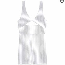 WeWoreWhat White Black Pinstripe Twist Cutout Shorts Bodysuit NWT - $70.13