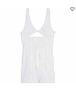 WeWoreWhat White Black Pinstripe Twist Cutout Shorts Bodysuit NWT - $70.13