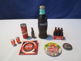 Lot 9 Old Coca Cola Unusual Coke Key Chain Pins Bottles Miniatures Collection - £23.43 GBP