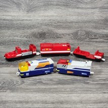 Tomy Hyper City Rescue Series Fire-Liner &amp; Police Rescue Train Car Engine Lot x5 - $27.08