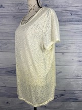 Weekends by Chicos 3 Burnout Tee Shirt Women XL Yellow Ombre Scoop Neck Sheer - £11.31 GBP