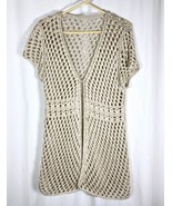 Vtg Long Tunic Vest Crochet Granny Lagen Cottage Hippie Boho Festival Ha... - £29.58 GBP