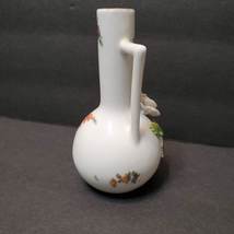 Vintage Porcelain Bud Vase, Hand Painted with Applied Flowers, 4" German Pottery image 3