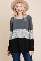 Women&#39;s Colorblock Floral Contrast Long Sleeve Top - £18.72 GBP