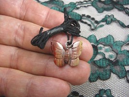 an-but-2) BUTTERFLY RED Jasper carving Pendant NECKLACE FIGURINE gem but... - £6.05 GBP