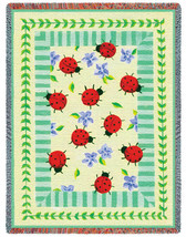 70x54 LADYBUG GARDEN Floral Insect Afghan Throw Blanket - $63.36