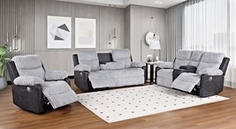 Dawley 3-Piece Grey Two-Tone Reclining Sofa Set - $2,380.00