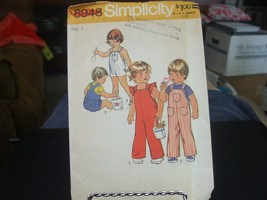 Simplicity 6948 Toddlers Overalls in 2 Lengths Pattern - Size 1 Chest 20 - $11.01