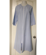 Miss Elaine mid sleeve robe Size 3X Style 862614 Blue &amp; white front zipper - $620.15 MXN