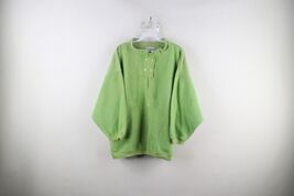 Vintage 90s Streetwear Womens Large Thrashed Blank Henley Sweatshirt Lig... - $29.65