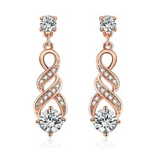 Fashion Vintage Earrings For Women Rose Gold Color Plated Wave Style Women&#39;s Ear - £8.33 GBP