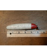 PRIMITIVE ANTIQUE LARGE HAND CARVED RED &amp; WHITE WOOD FISHING LURE - £7.44 GBP