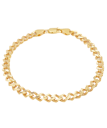 22ct Yellow Gold Diamond Cut Curb Link High Polished Plain Bracelet 8 in... - $1,609.78