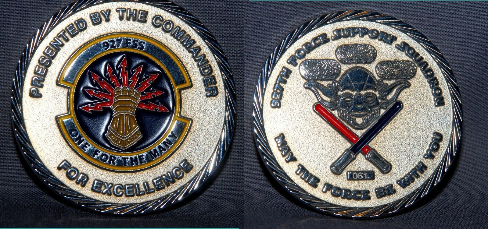 Big 50mm silver 927th Force Support Sqn Commander Presentation coin at M... - $18.80
