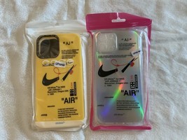 New Set Of 2 iPhone 12 Pro Max Case NIKE AIR Yellow Clear - $220.54 MXN