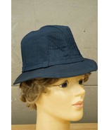 Vintage Bloomingdales Mens Navy Blue Twill Rain Hat Size 7-3/8 Black Sat... - £19.46 GBP