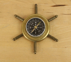 Vtg Brass Compass Nautical Wheel Floating Dial Maritime - £15.81 GBP