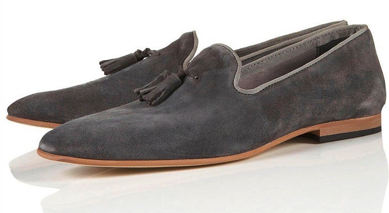 NEW Mens gray suede loafer slippers, men suede casual shoes, mens slip ons shoes