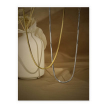 18k Gold Solid Snake Chain Necklace - bold, stackable, Vinader, Vermeil, Misomma - £28.15 GBP