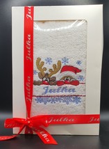 Personalised Name Christmas Towel Embroidered  Luxury Gift Christmas Bir... - £16.00 GBP