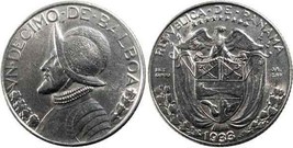 Panama 1933 1/10 Vasco Nunez Balboa Decimo Silver Coin Depression Era KM#10.1 A+ - £63.52 GBP