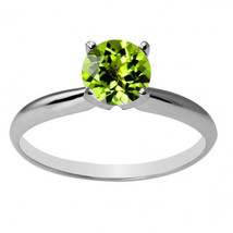 Women&#39;s Unique 14K WG 6mm Round Peridot Solitaire Ring All Sizes - $167.31