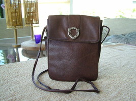 Pre-Loved Fossil Brown Pebbled Leather with Silver-tone Accent Crossbody Purse - £22.37 GBP