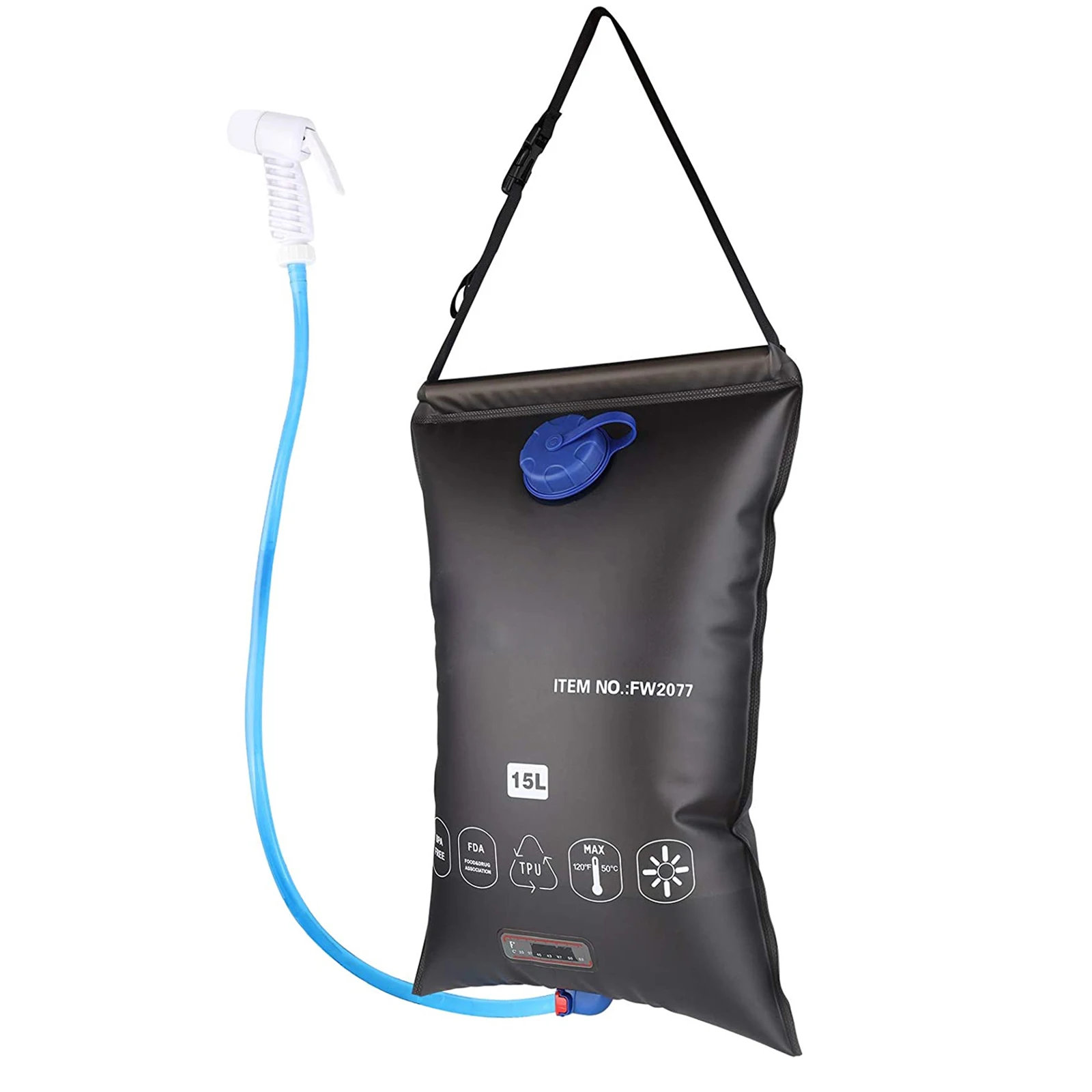 Camping Water Bag Collapsible Water Container 15L Portable Camping Shower Bag - £31.05 GBP