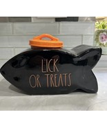 Rae Dunn Ceramic 5x10in Lick or Tricks Fish Canister - NEW! - £12.57 GBP