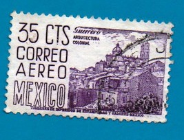 1953 Airmail Stamp - Mexico (1952) Colonial Landscapes - Scott # C191 - $1.99