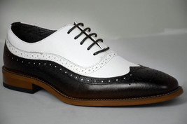 Oxford Style Tow Tone Color Brogue Long Wing Tip Contrast Sole Lace UP Closer  - £121.36 GBP