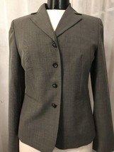 Ann Taylor Loft Women&#39;s Blazer Gray Wool Fully Lined 4 Button Size 4  - £23.65 GBP