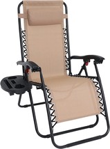 Abccanopy Zero Gravity Adjustable Reclining Patio Chair Lounge Chair With, Beige - £92.70 GBP