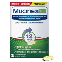 Mucinex DM 12 Hour Expectorant &amp; Cough Suppressant, 42 Ct Exp 2026 - £16.16 GBP