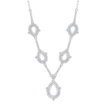 Sterling Silver 3.05cttw White Topaz Y Style Teardrop Bridal Necklace - £304.31 GBP