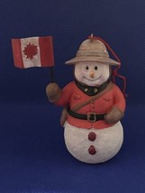 4” Resin Christmas Ornament International Canada Snowman w/ Canadian Flag - £10.82 GBP
